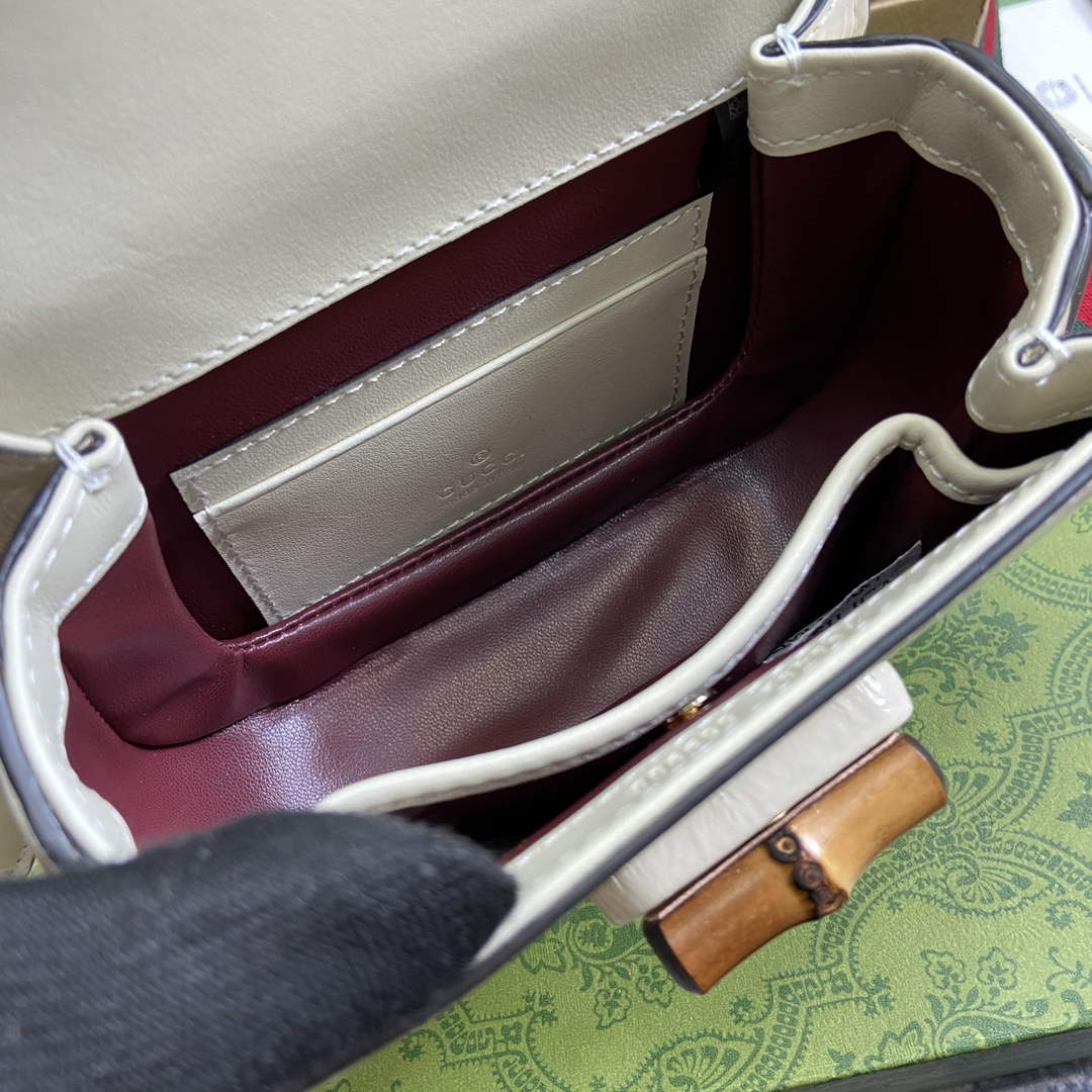 Gucci 786482 Gucci Bamboo 1947 Mini Top Handle Bag White