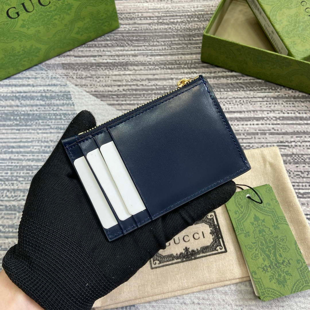 Gucci 790033 GG card case wallet Blue leather