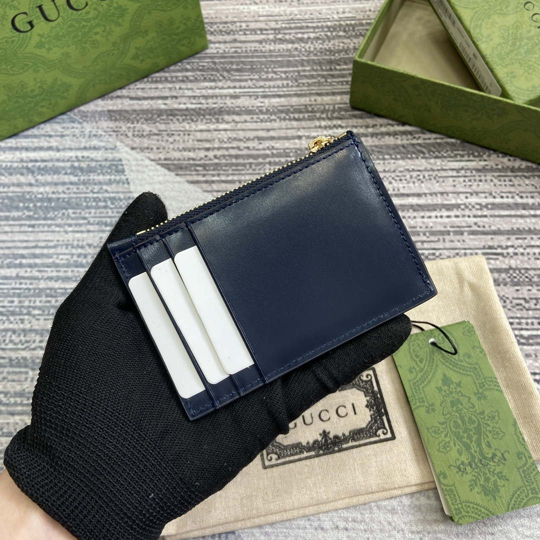 Gucci 790033 GG card case wallet Blue leather - Default Title - View 2