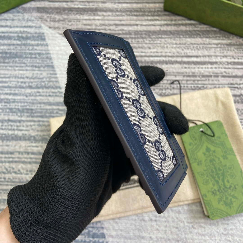 Gucci 790033 GG card case wallet Blue leather