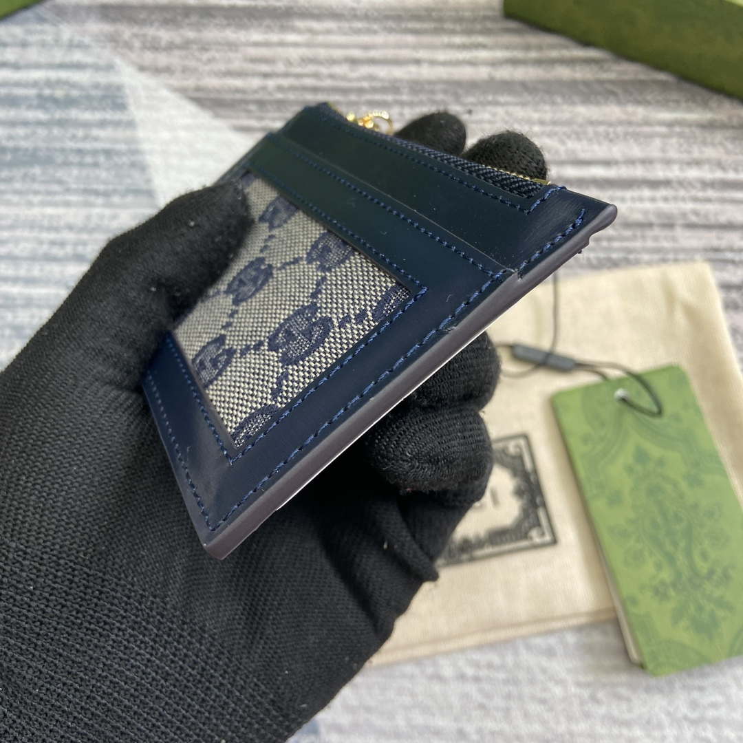 Gucci 790033 GG card case wallet Blue leather