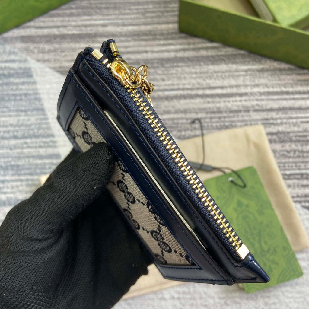 Gucci 790033 GG card case wallet Blue leather