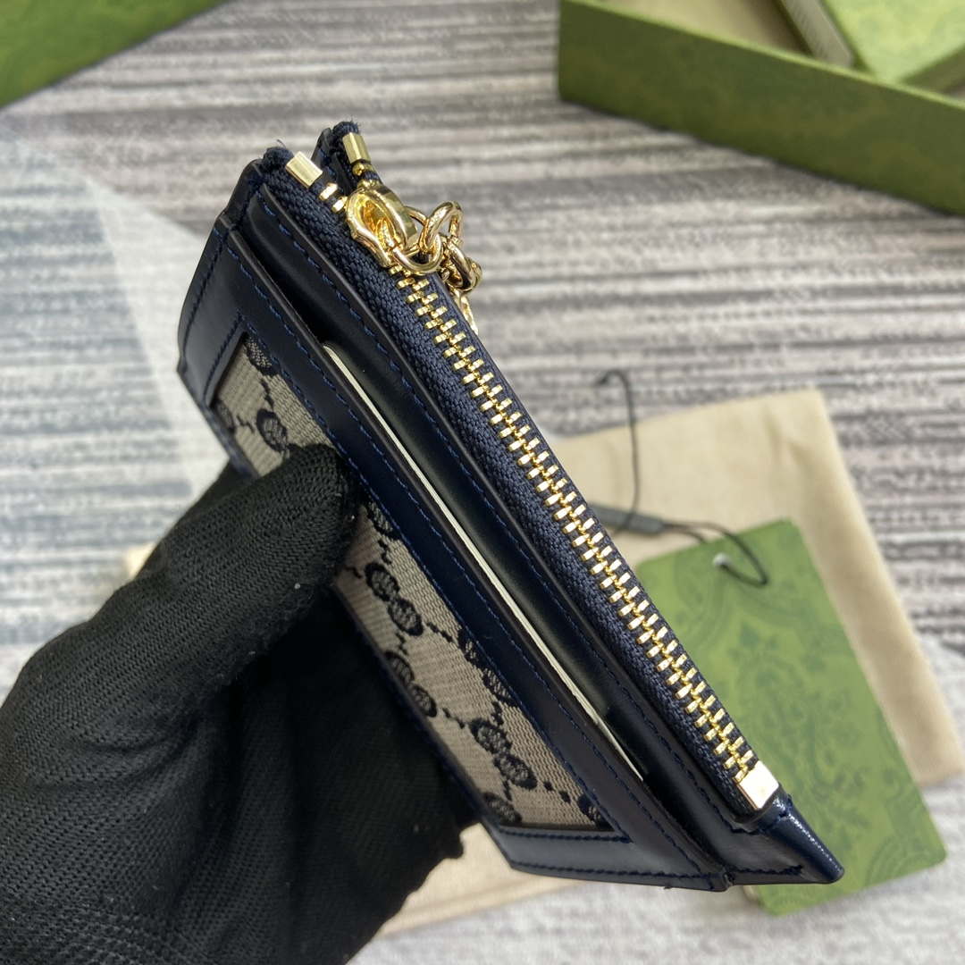 Gucci 790033 GG card case wallet Blue leather