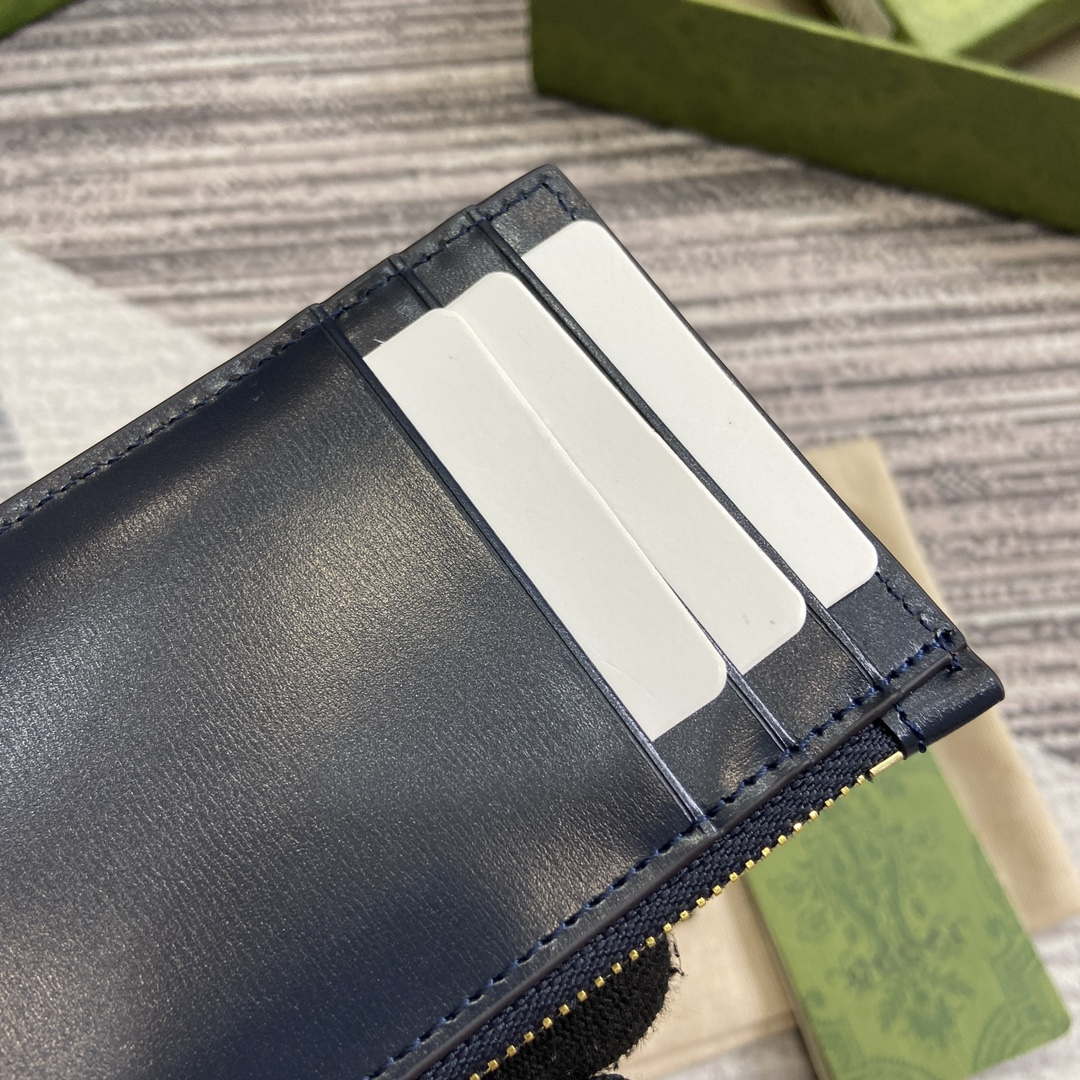 Gucci 790033 GG card case wallet Blue leather