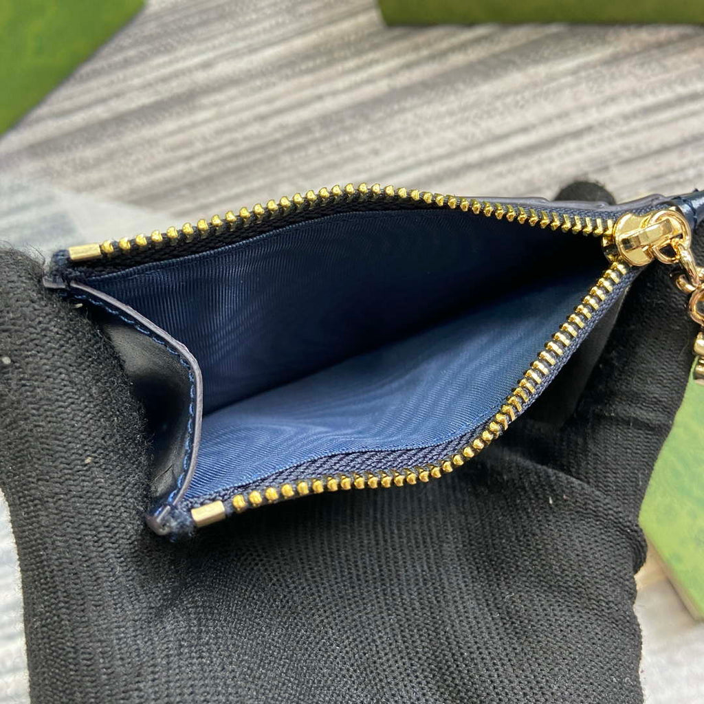 Gucci 790033 GG card case wallet Blue leather
