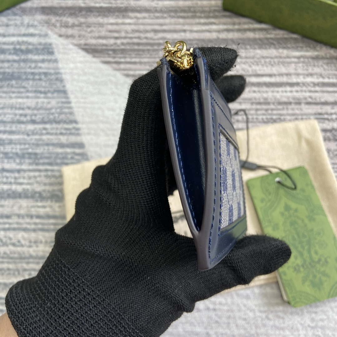 Gucci 790033 GG card case wallet Blue leather