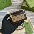 Gucci 790033 GG card case wallet Brown leather - Default Title - View 1