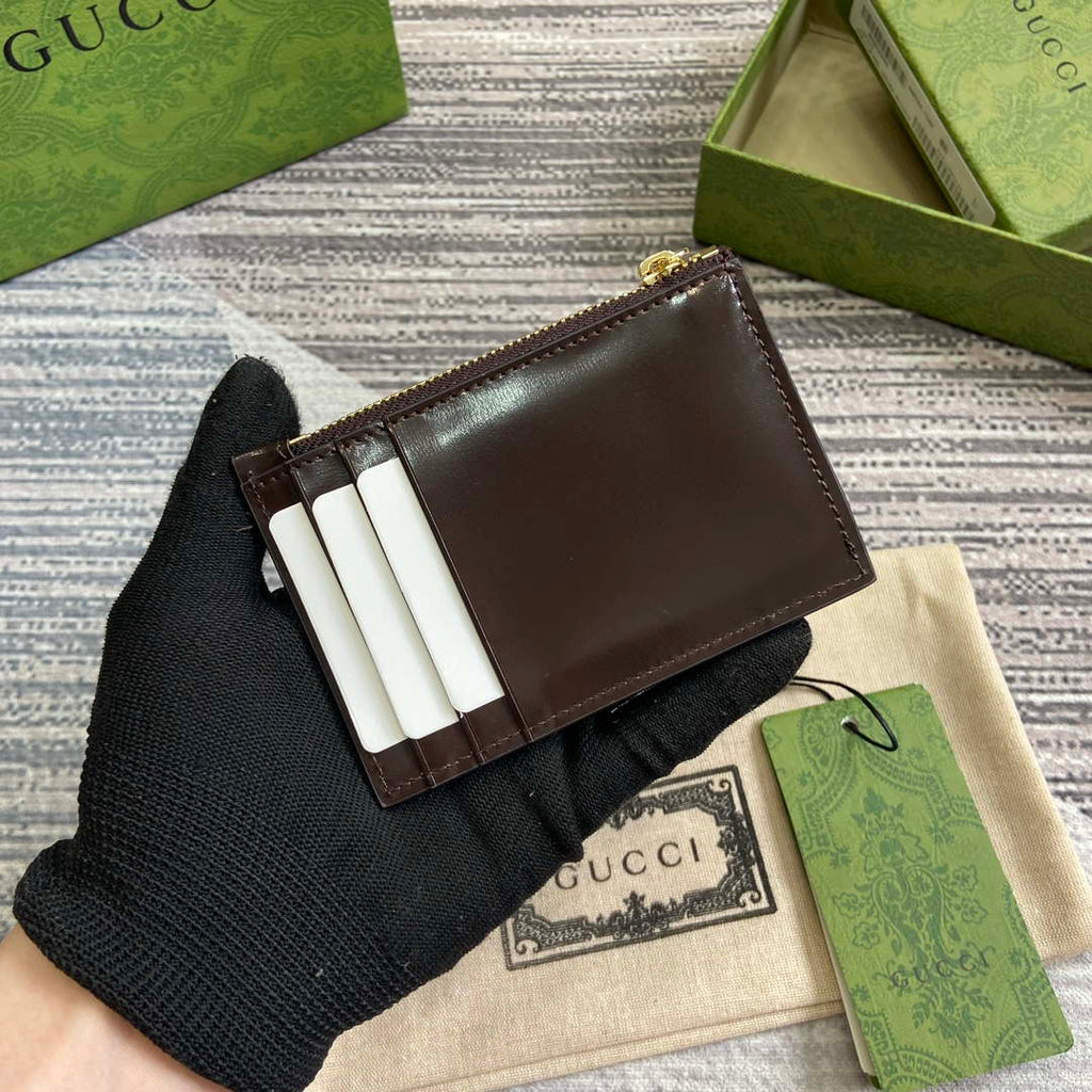 Gucci 790033 GG card case wallet Brown leather