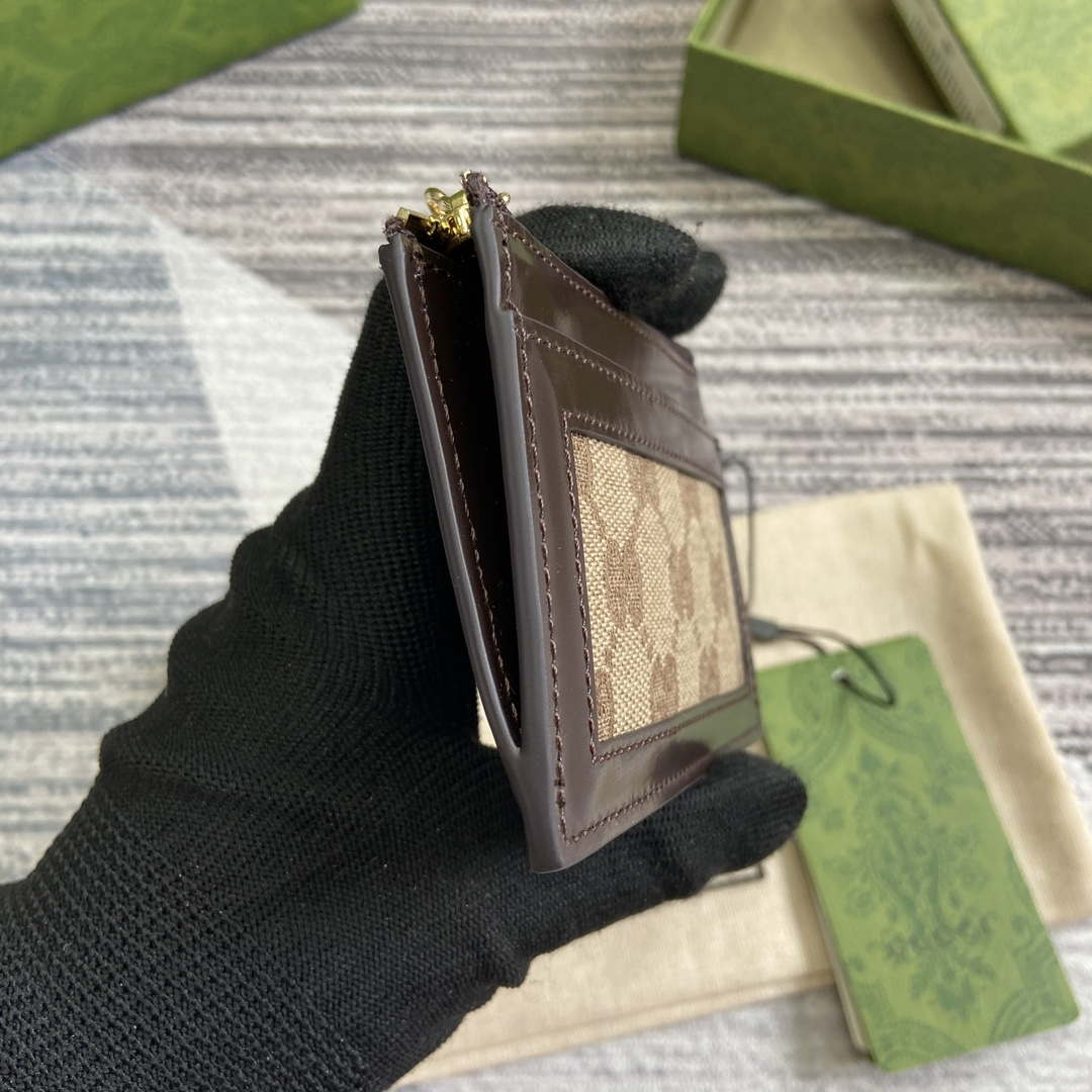 Gucci 790033 GG card case wallet Brown leather