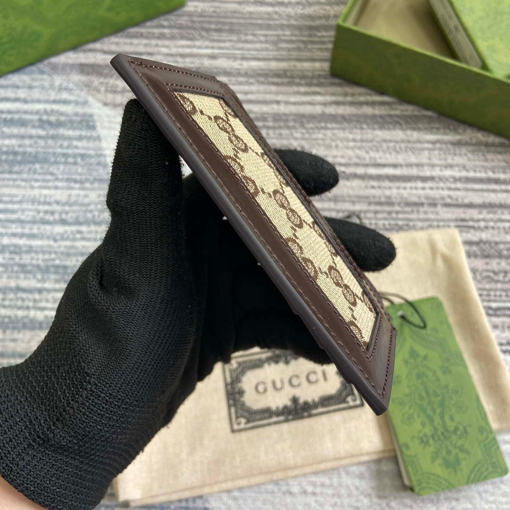 Gucci 790033 GG card case wallet Brown leather