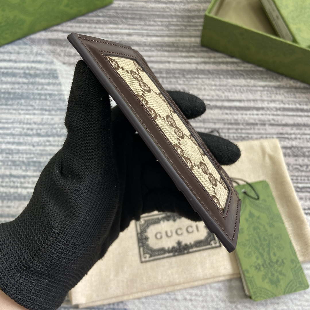Gucci 790033 GG card case wallet Brown leather
