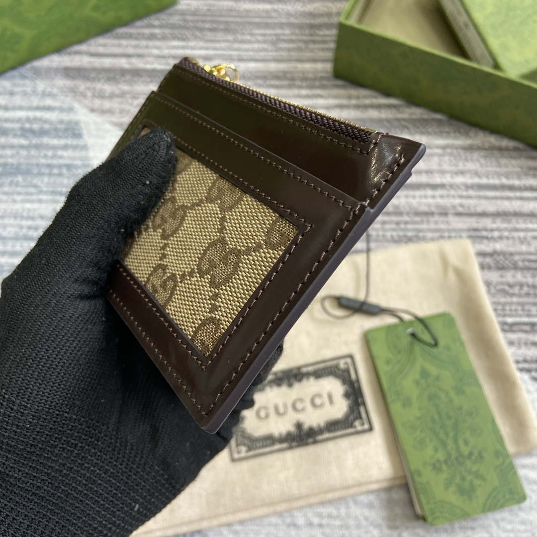 Gucci 790033 GG card case wallet Brown leather - Default Title - View 5