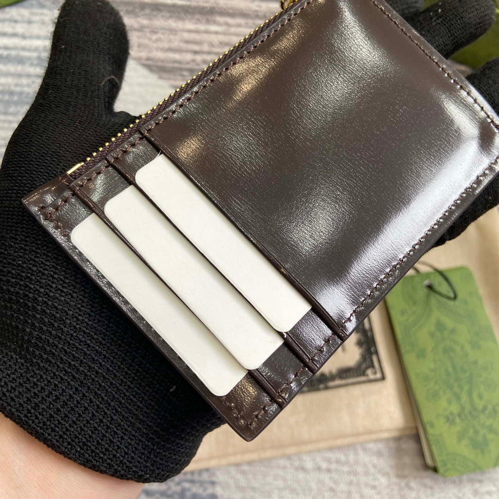 Gucci 790033 GG card case wallet Brown leather