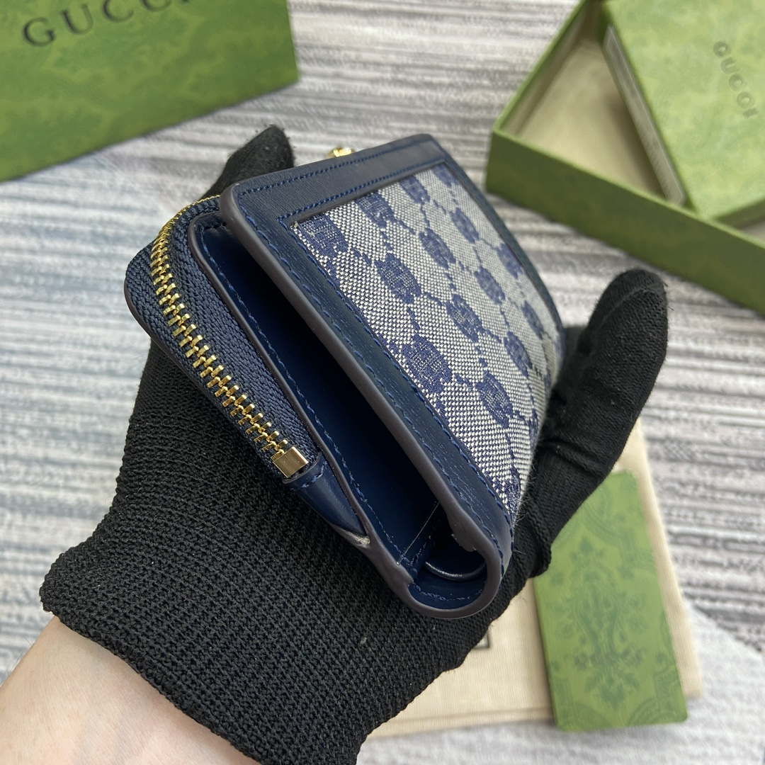 Gucci 790037 Gucci Luce mini zip wallet Blue leather - Default Title - View 3