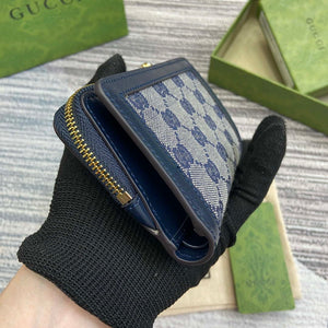 Gucci 790037 Gucci Luce mini zip wallet Blue leather - Default Title - View 3