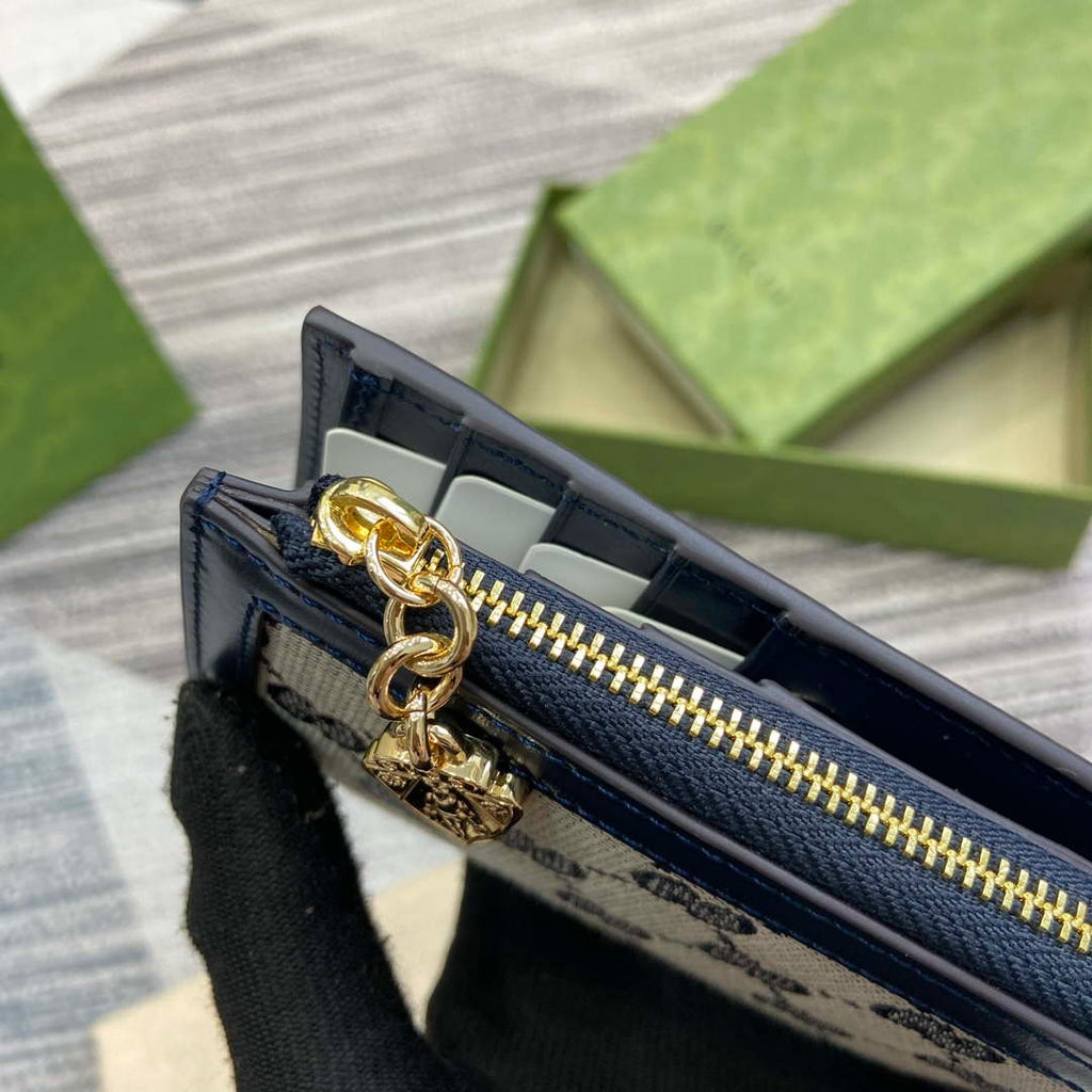 Gucci 790037 Gucci Luce mini zip wallet Blue leather