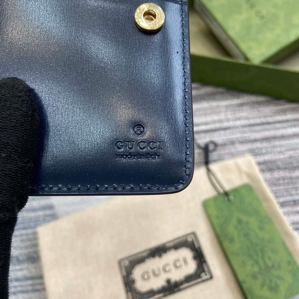 Gucci 790037 Gucci Luce mini zip wallet Blue leather