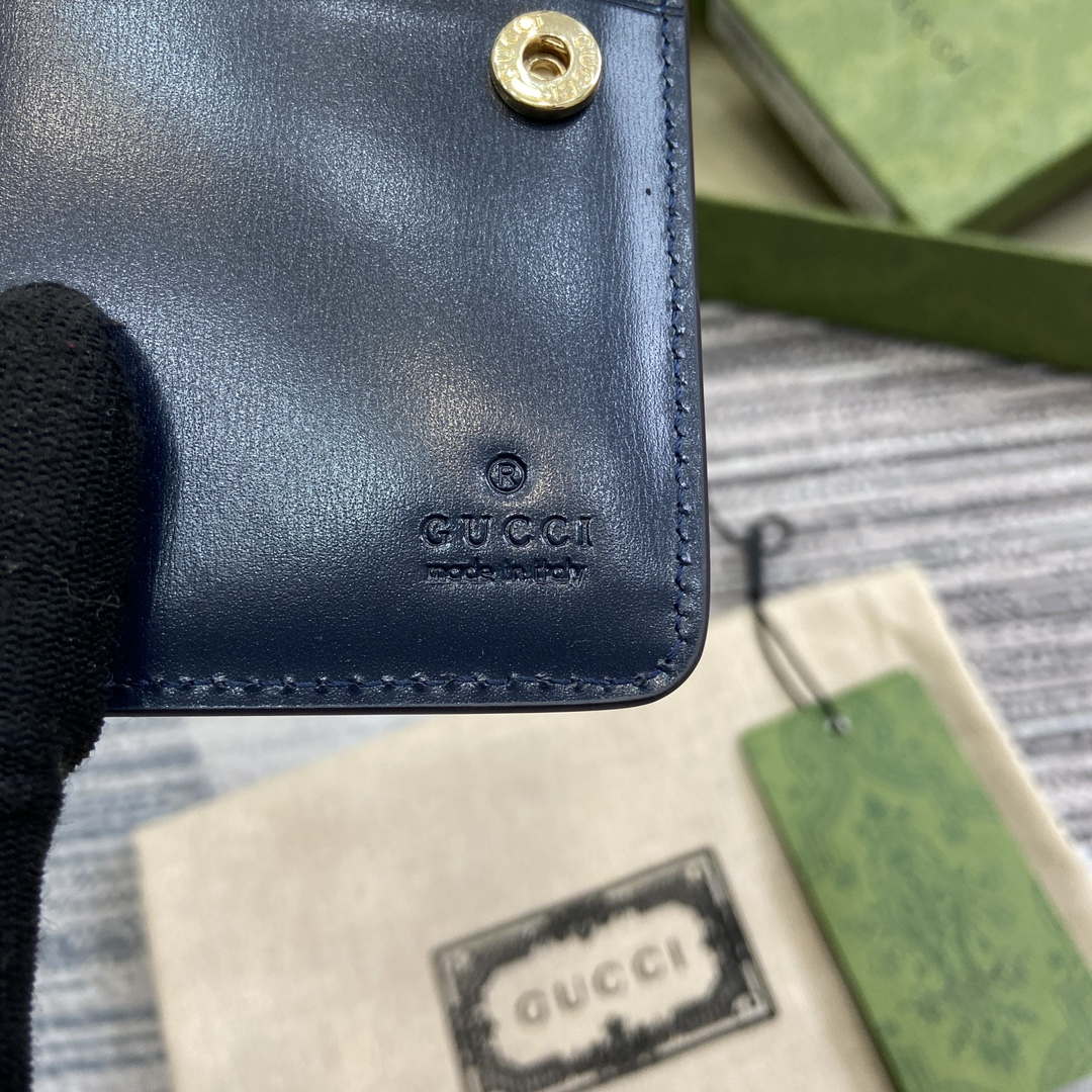 Gucci 790037 Gucci Luce mini zip wallet Blue leather