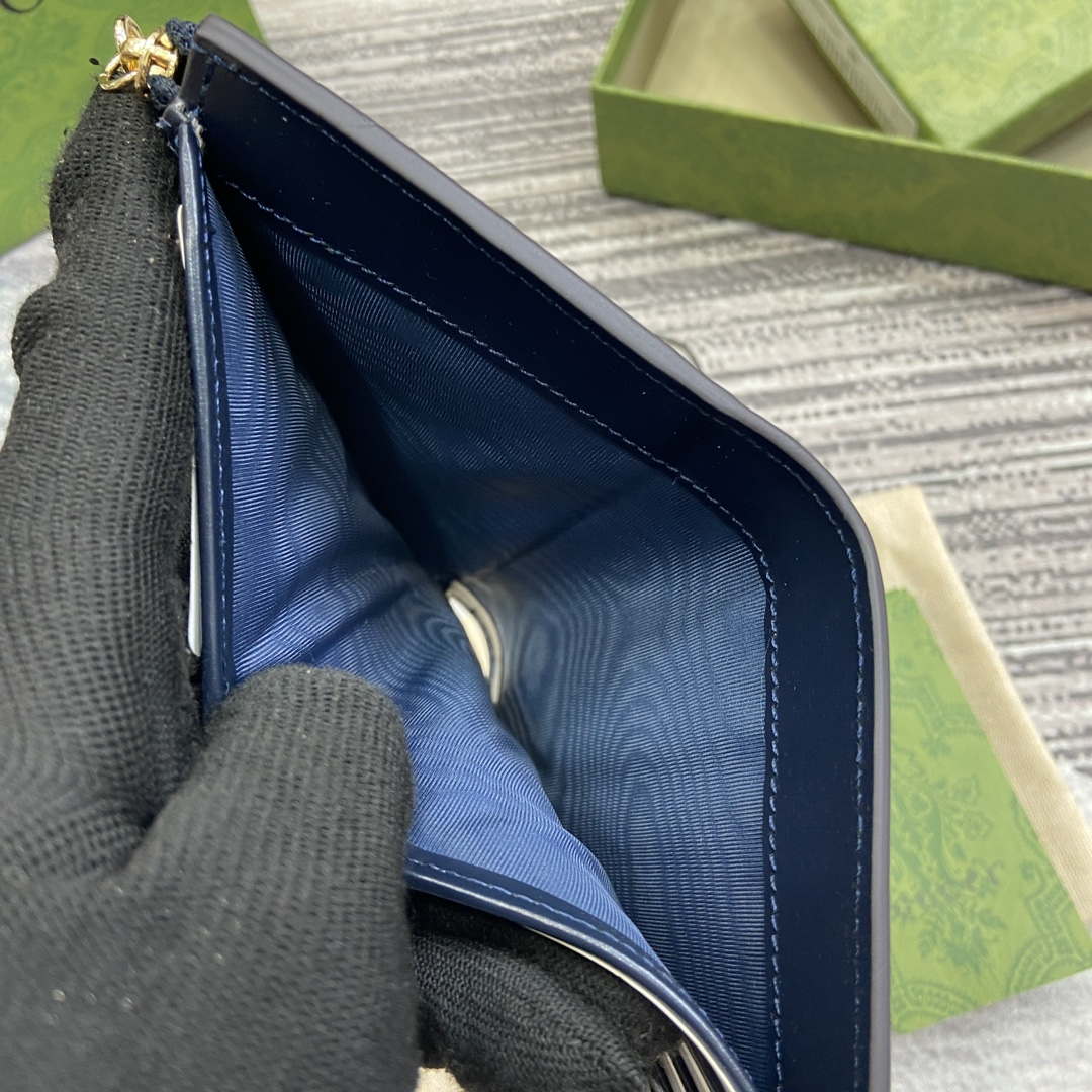 Gucci 790037 Gucci Luce mini zip wallet Blue leather