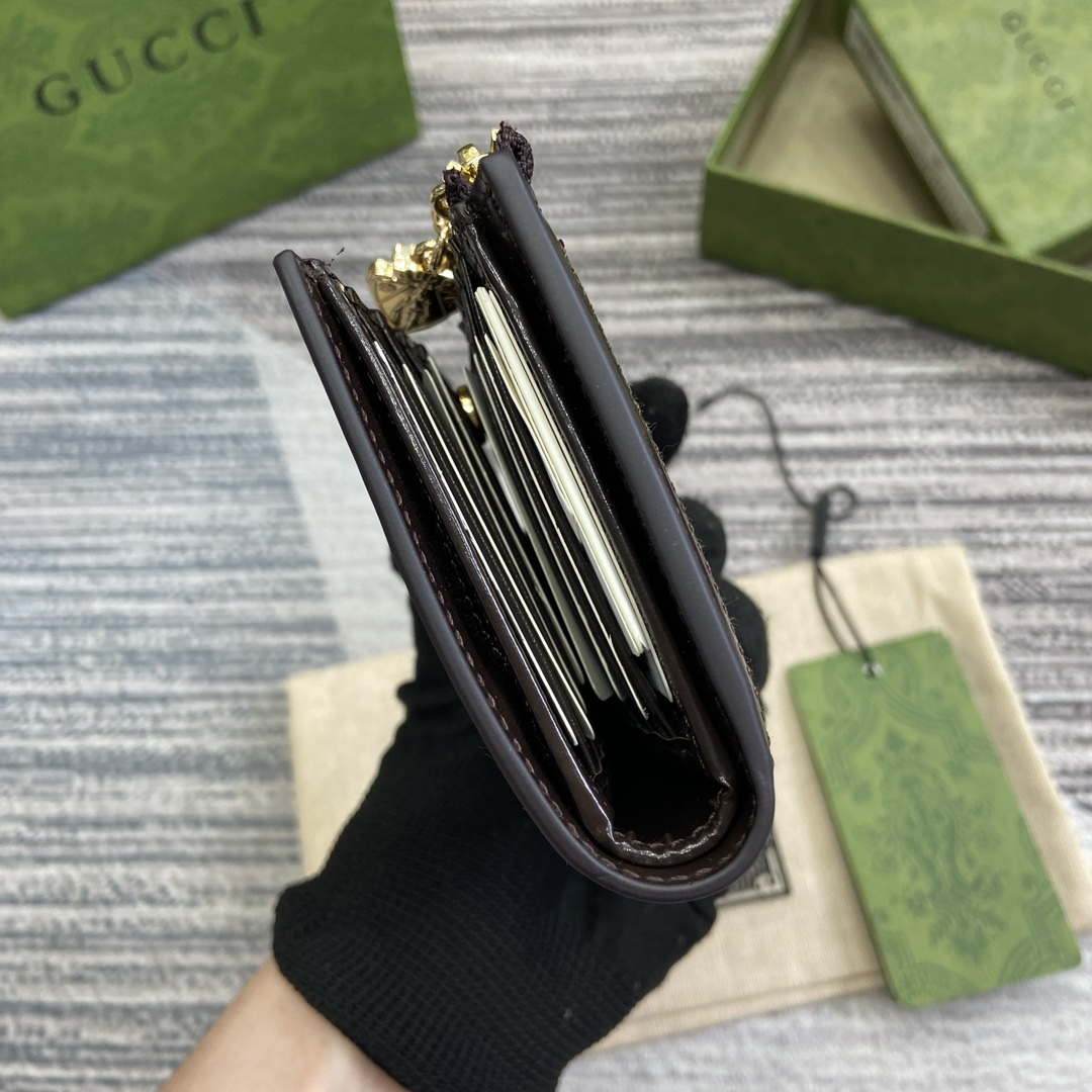 Gucci 790037 Gucci Luce mini zip wallet  Brown leather