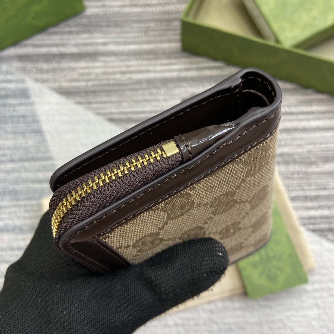 Gucci 790037 Gucci Luce mini zip wallet  Brown leather