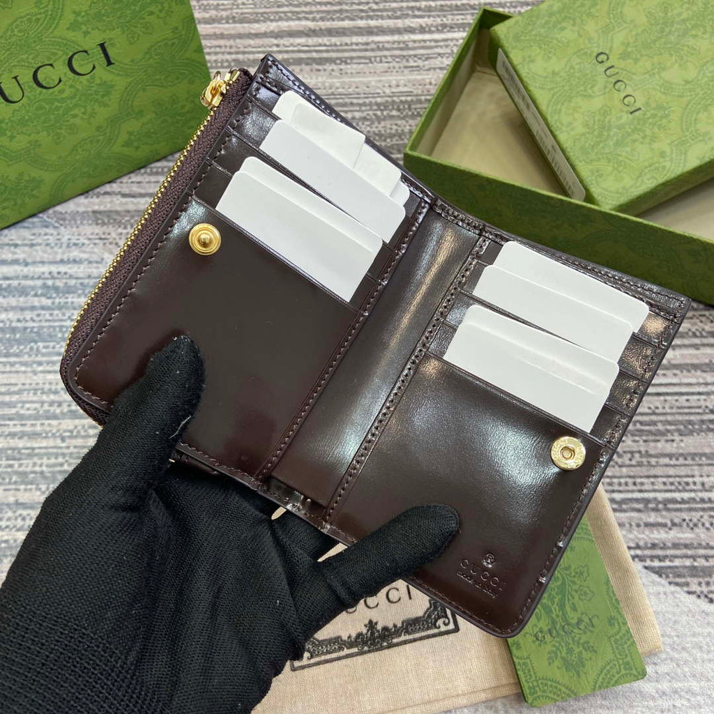 Gucci 790037 Gucci Luce mini zip wallet  Brown leather