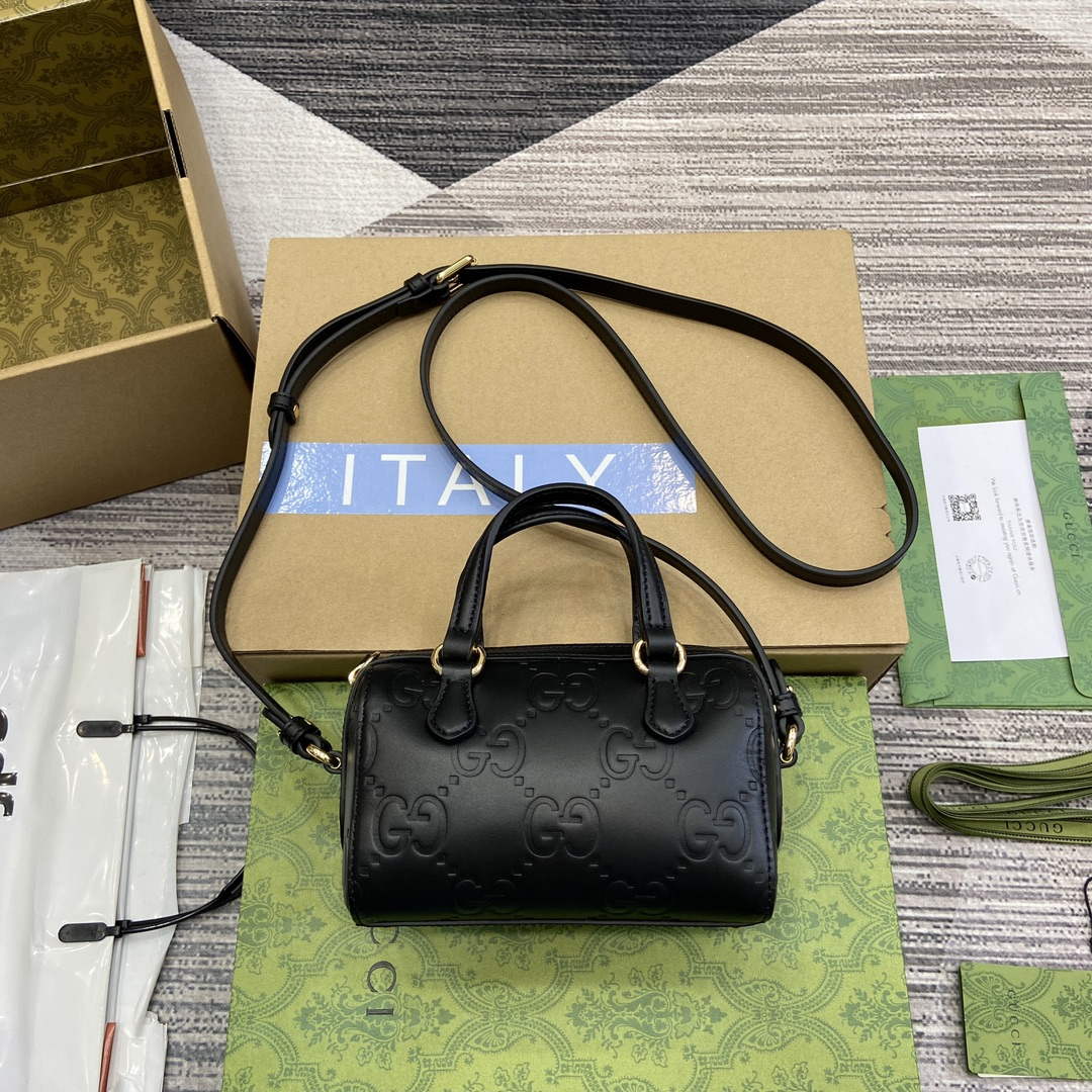 Gucci 790130 GG Super Mini Top Handle Bag Black - Default Title - View 1