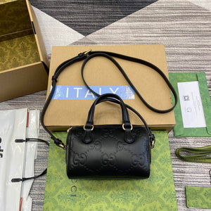 Gucci 790130 GG Super Mini Top Handle Bag Black - Default Title - View 1