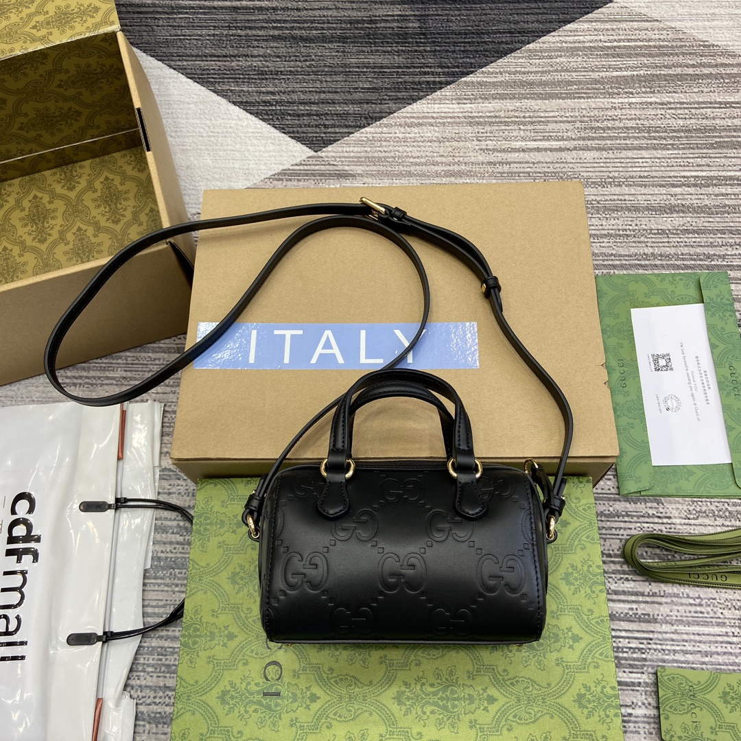 Gucci 790130 GG Super Mini Top Handle Bag Black - Default Title - View 2