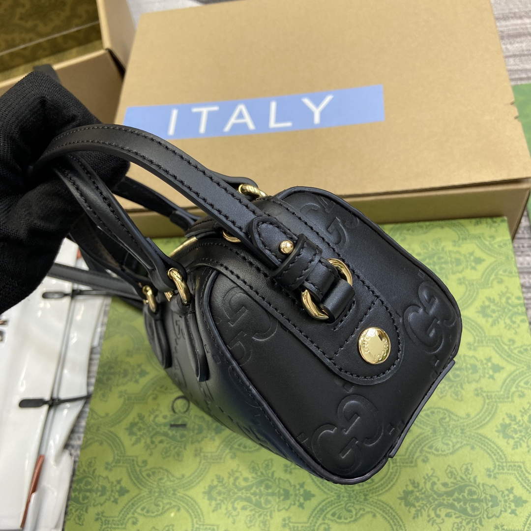 Gucci 790130 GG Super Mini Top Handle Bag Black - Default Title - View 3