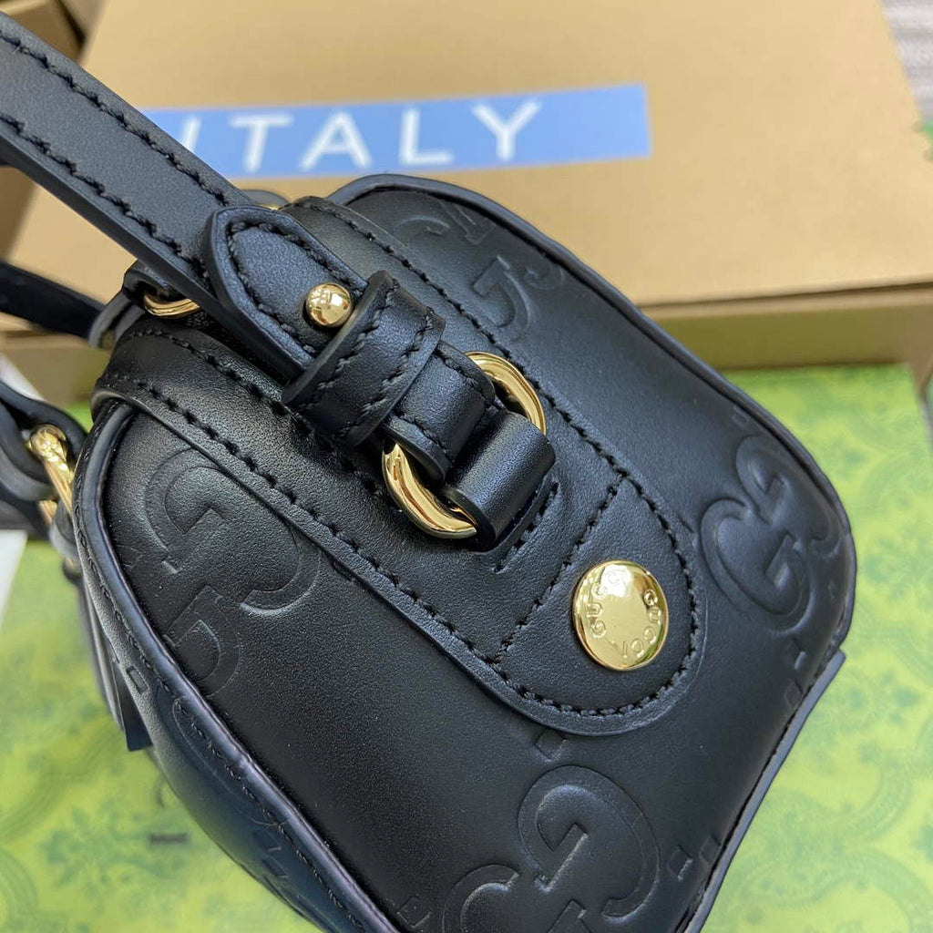 Gucci 790130 GG Super Mini Top Handle Bag Black