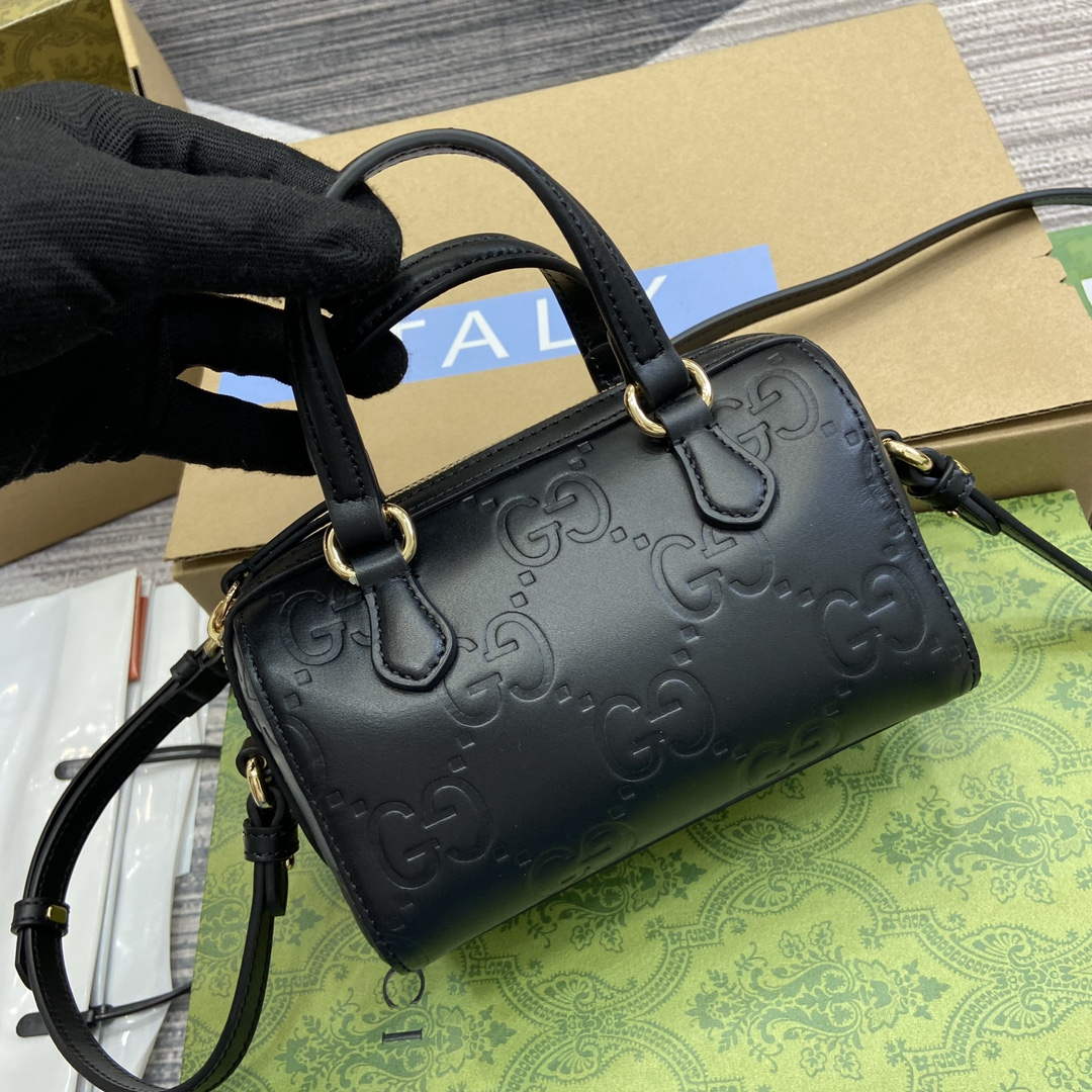 Gucci 790130 GG Super Mini Top Handle Bag Black - Default Title - View 6