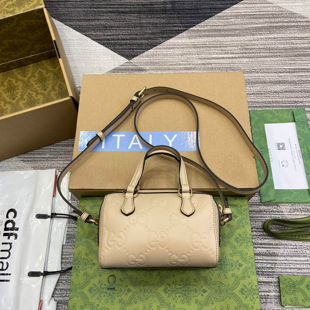 Gucci 790130 GG Super Mini Top Handle Bag Light beige