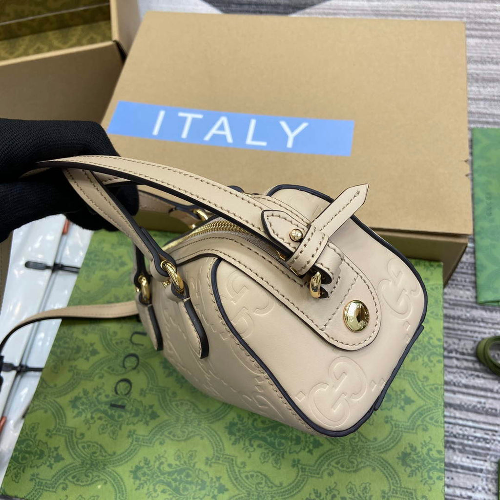 Gucci 790130 GG Super Mini Top Handle Bag Light beige