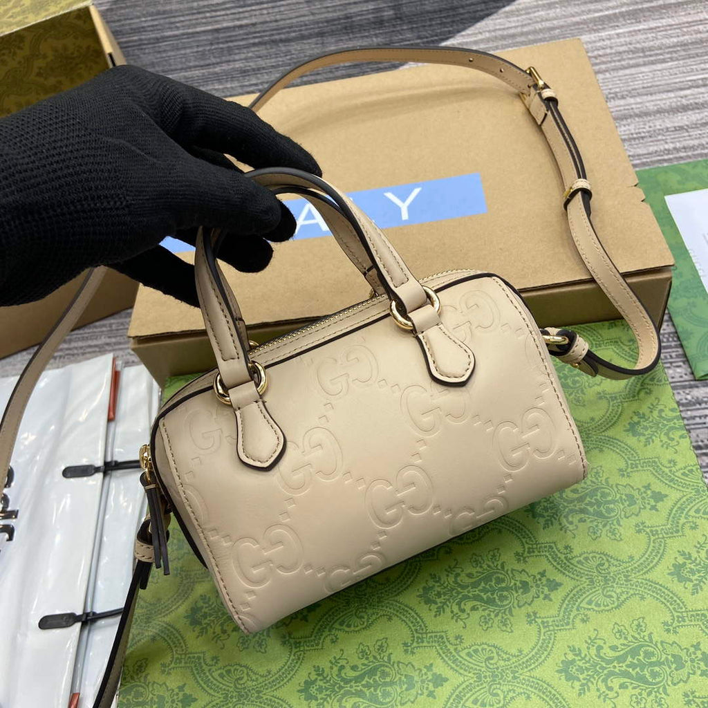 Gucci 790130 GG Super Mini Top Handle Bag Light beige