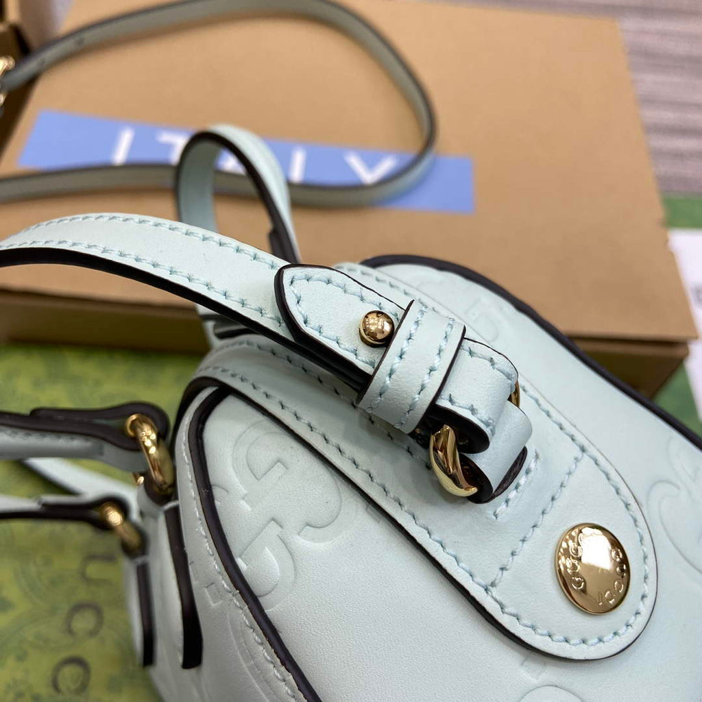Gucci 790130 GG Super Mini Top Handle Bag Light Green