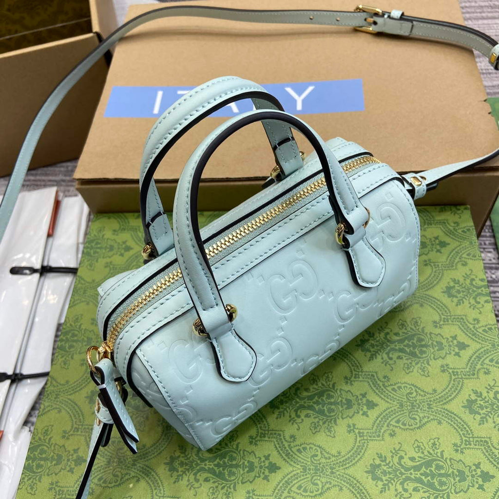 Gucci 790130 GG Super Mini Top Handle Bag Light Green