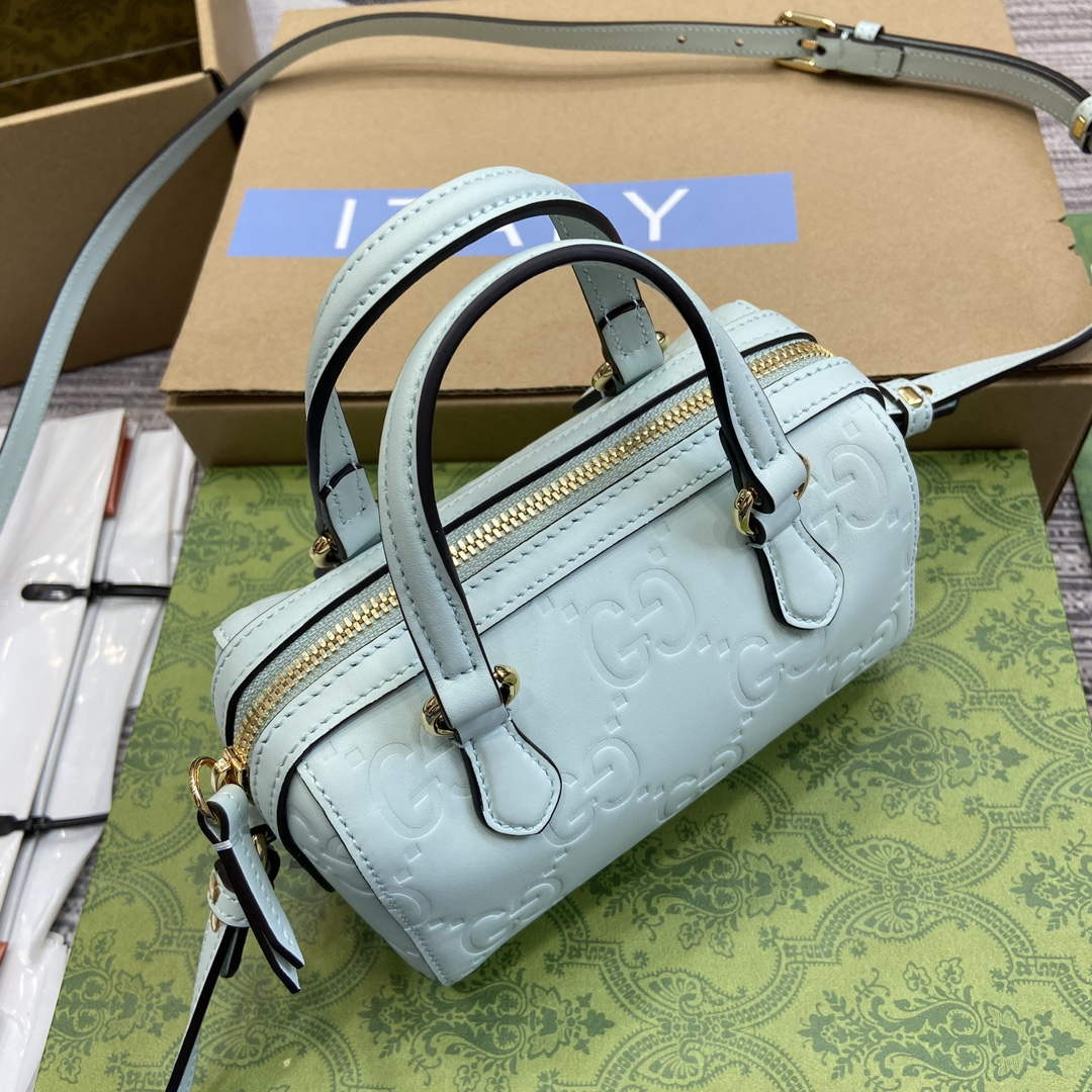 Gucci 790130 GG Super Mini Top Handle Bag Light Green