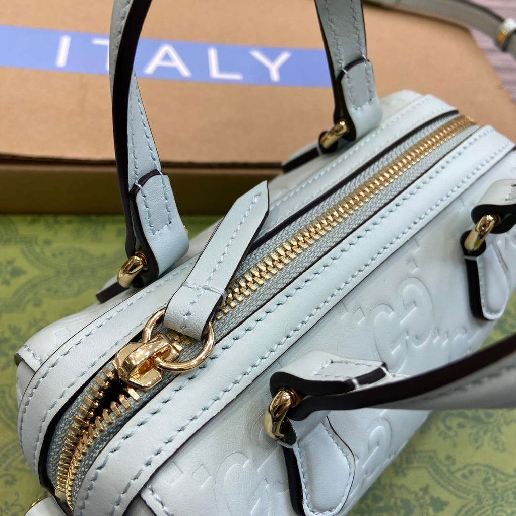 Gucci 790130 GG Super Mini Top Handle Bag Light Green