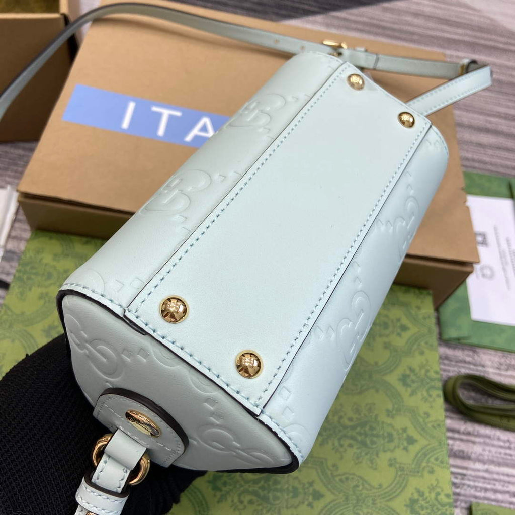 Gucci 790130 GG Super Mini Top Handle Bag Light Green