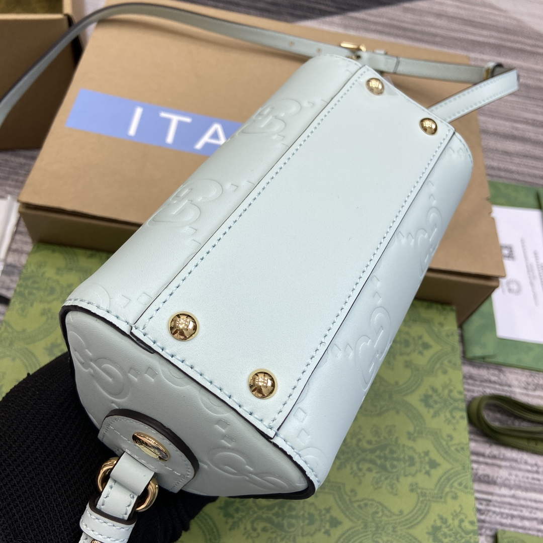 Gucci 790130 GG Super Mini Top Handle Bag Light Green