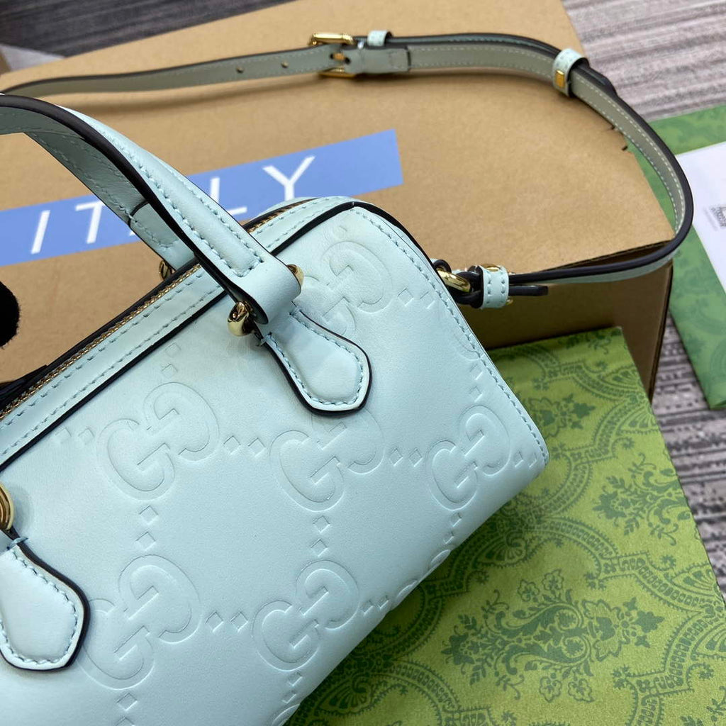 Gucci 790130 GG Super Mini Top Handle Bag Light Green