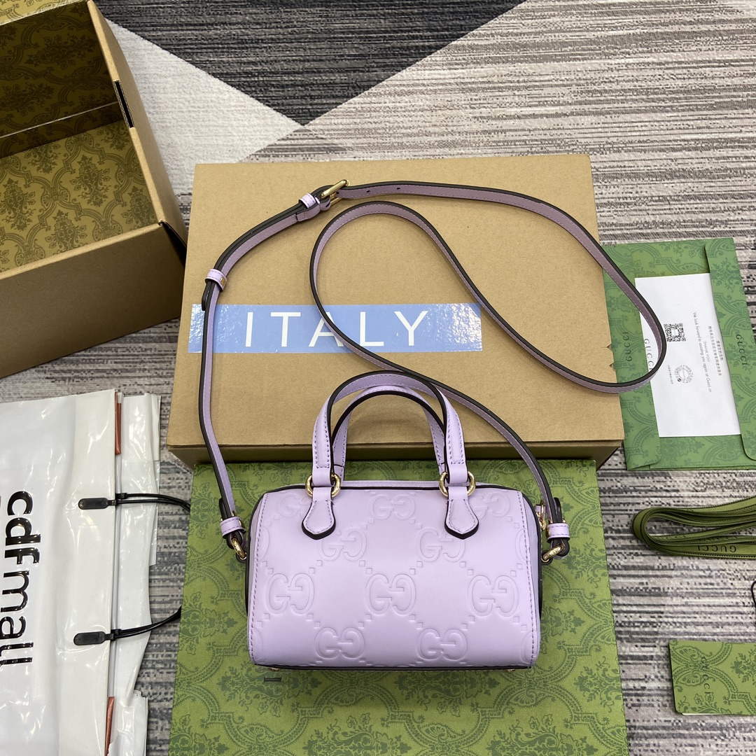 Gucci 790130 GG Super Mini Top Handle Bag Light purple - Default Title - View 1
