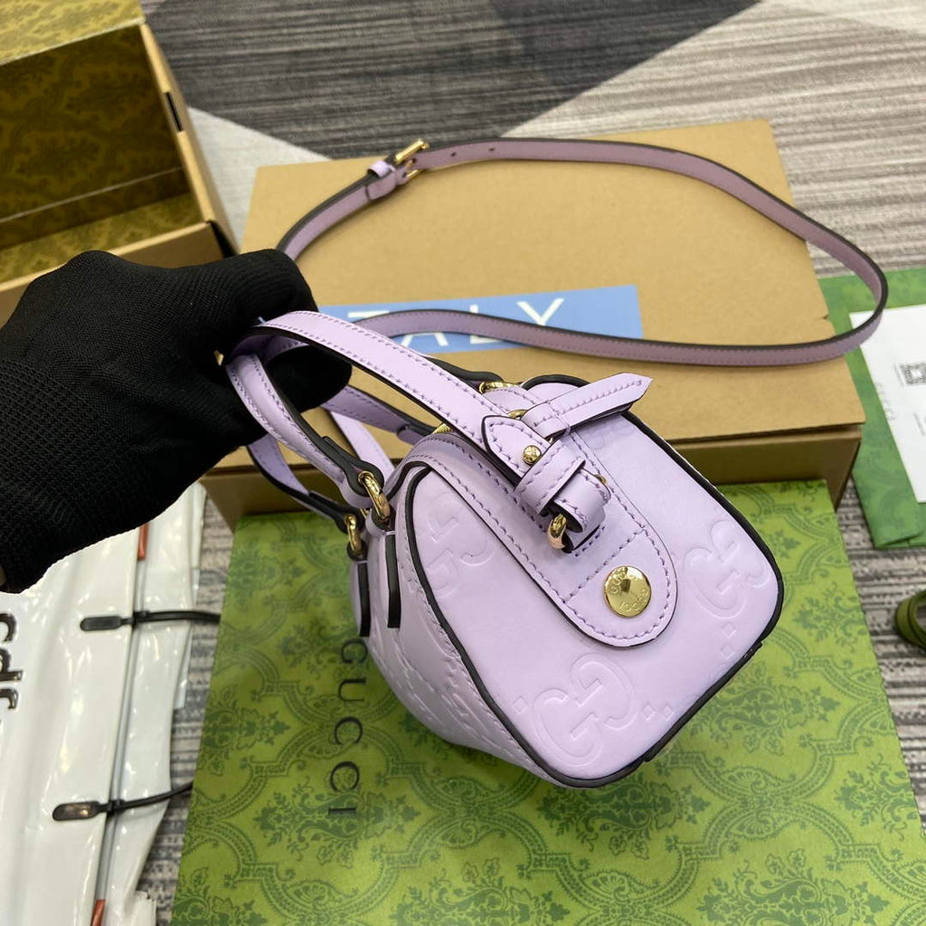 Gucci 790130 GG Super Mini Top Handle Bag Light purple