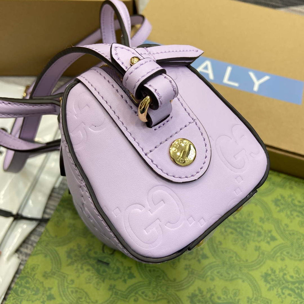Gucci 790130 GG Super Mini Top Handle Bag Light purple