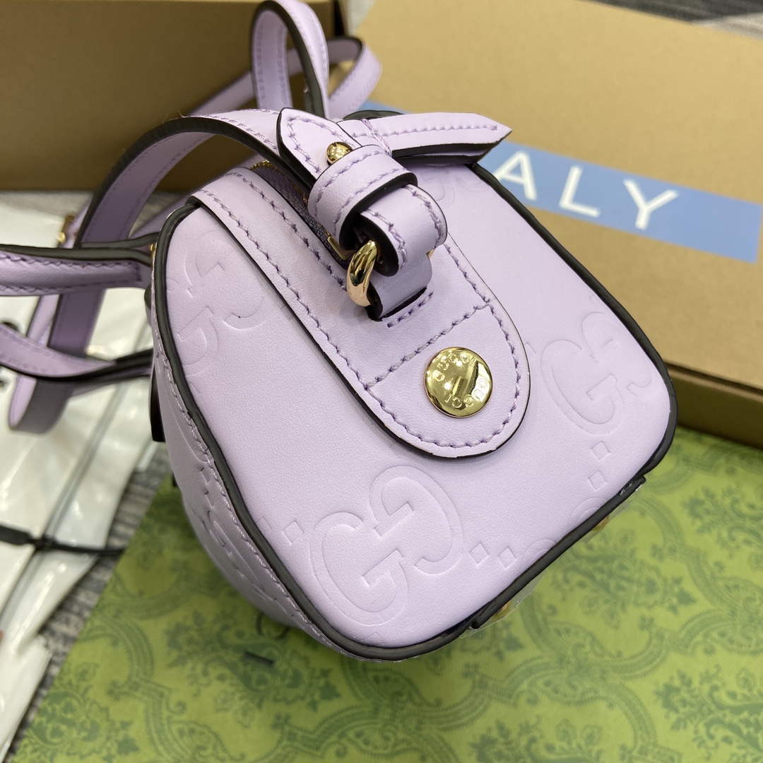 Gucci 790130 GG Super Mini Top Handle Bag Light purple - Default Title - View 3