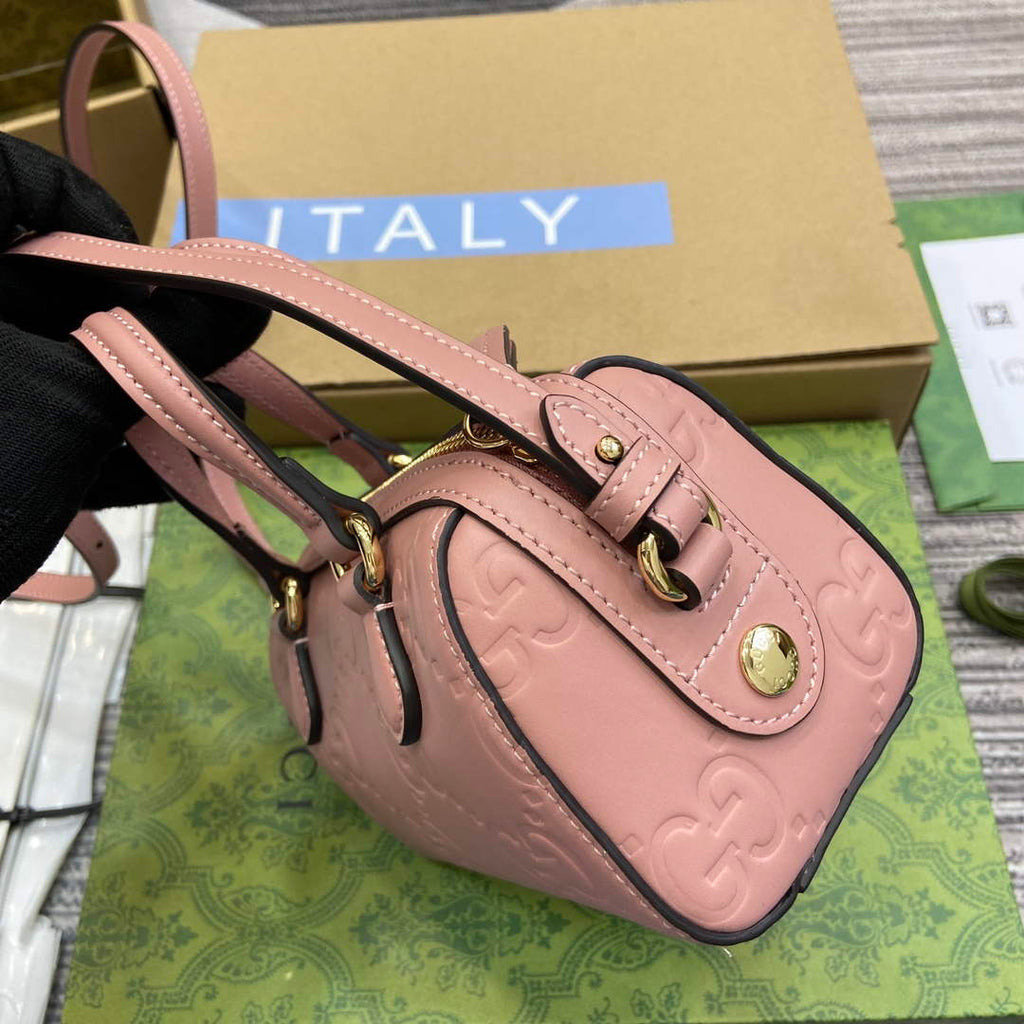 Gucci 790130 GG Super Mini Top Handle Bag Rose beige