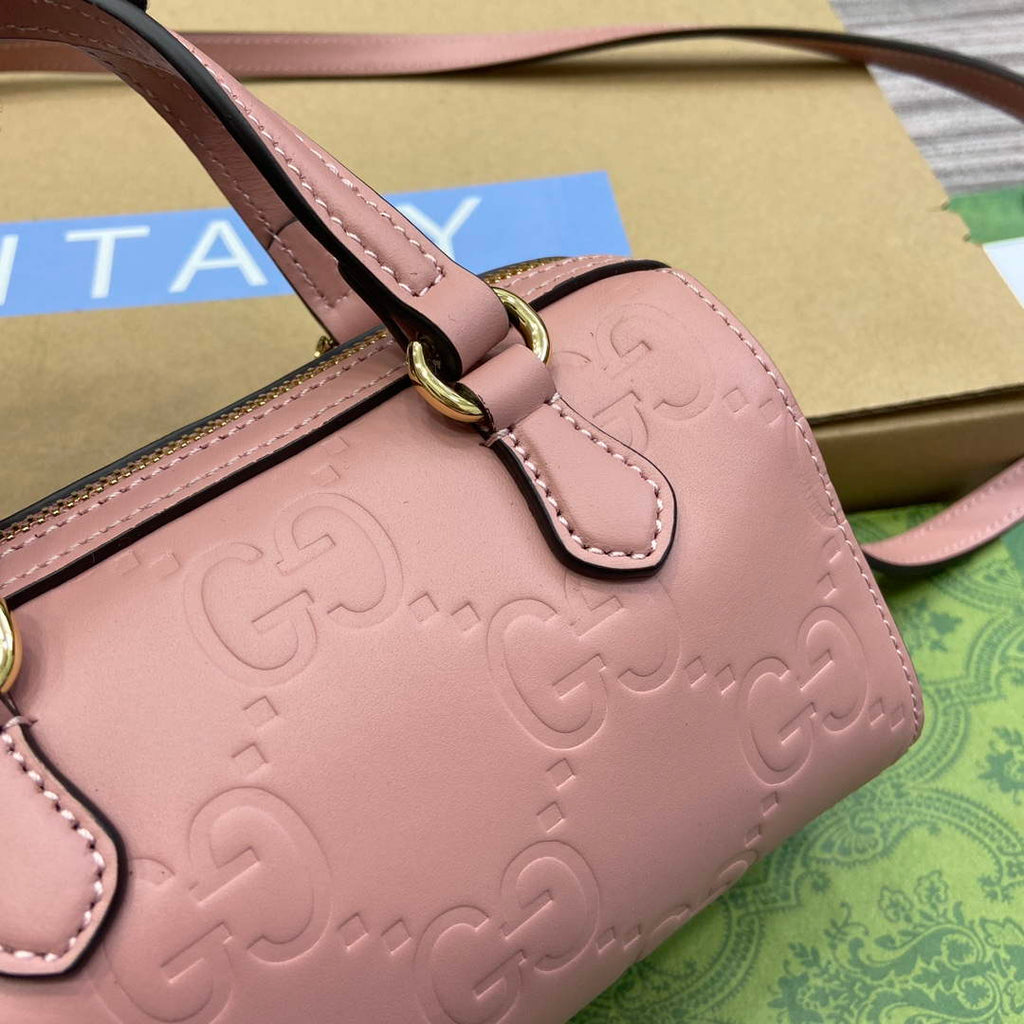 Gucci 790130 GG Super Mini Top Handle Bag Rose beige