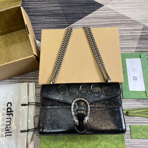 Gucci 795005 GG Dionysus small shoulder bag Black patent leather logo - Default Title - View 1