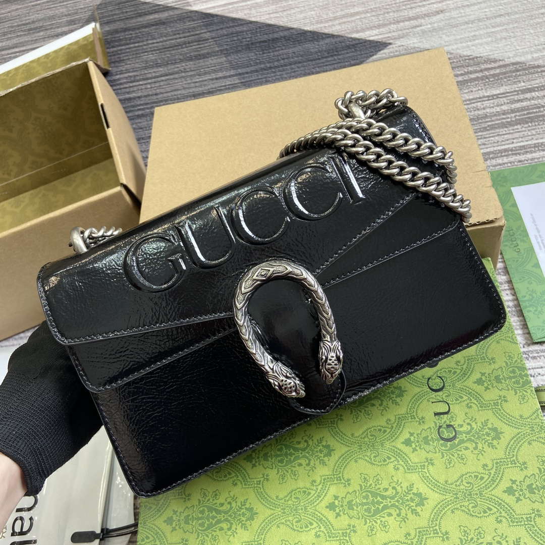 Gucci 795005 GG Dionysus small shoulder bag Black patent leather logo - Default Title - View 4